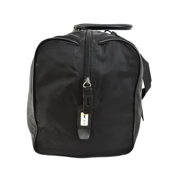 PRADA: Black, Tessuto Nylon & Saffiano Leather Duffel/Weekender Bag (su) - Picture 5 of 12